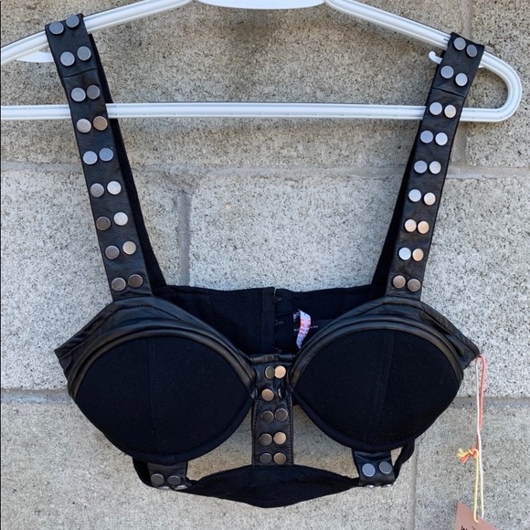 Nasty Gal Studded Leather Bustier - Picture 1 of 2